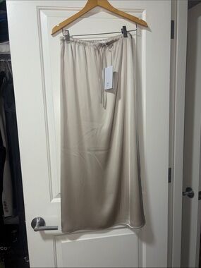 Song of Style Satin Midi Skirt - Stone